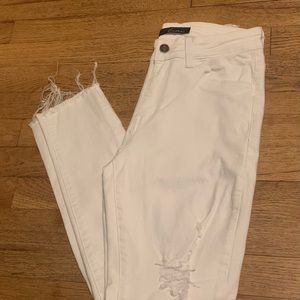 KanCan Distressed White Demin Jeans with Raw Hem